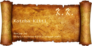 Kotrba Kitti névjegykártya
